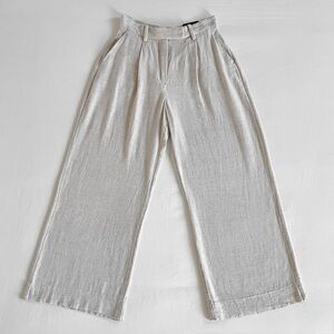 Abercrombie Curve Love Harper Tailored Linen Pant | Oatmeal | Size 26 (2R) | NWT